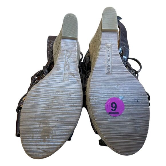 Enzo Angiolini Strappy Espadrille Wedge Sandals Muffin Brown Patent Leather 8.5 - Picture 8 of 14